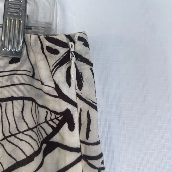 Casual Corner Aline Pleated Skirt 100% Cotton Lined Abstract Boho Size 10 Soft - Picture 5 of 10